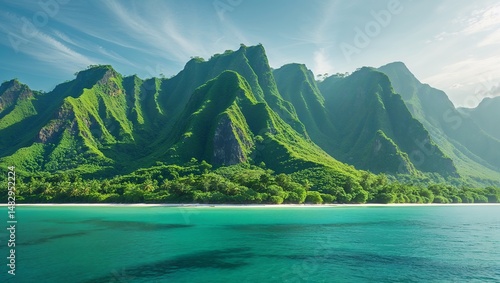 Vibrant 8k Hawaii Ocean View Featuring Lush Greenery