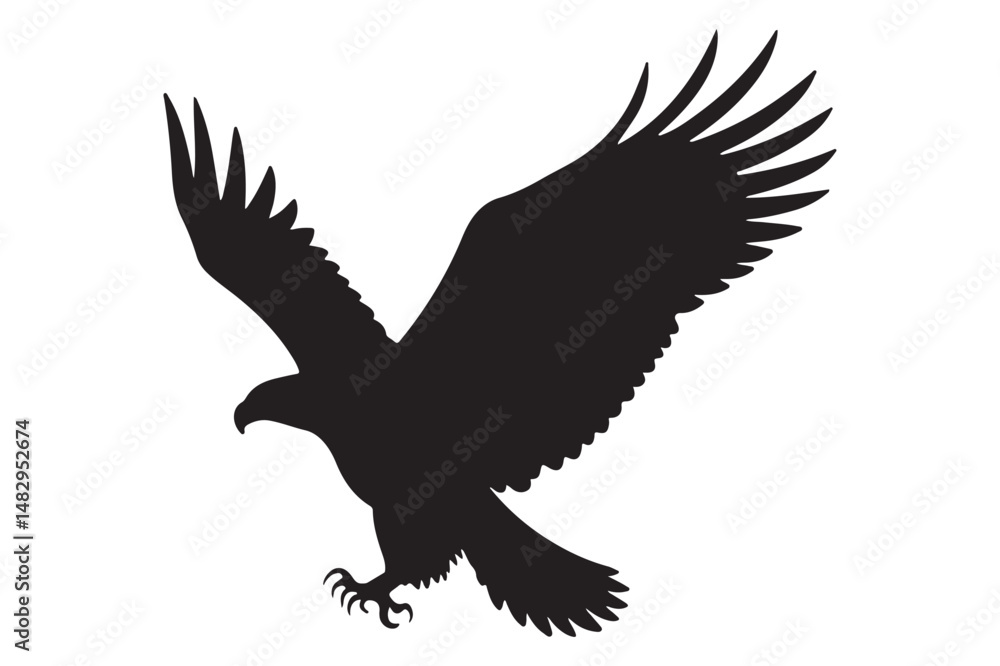 Fototapeta premium Clean Eagle Silhouette Illustration Isolated on White Background
