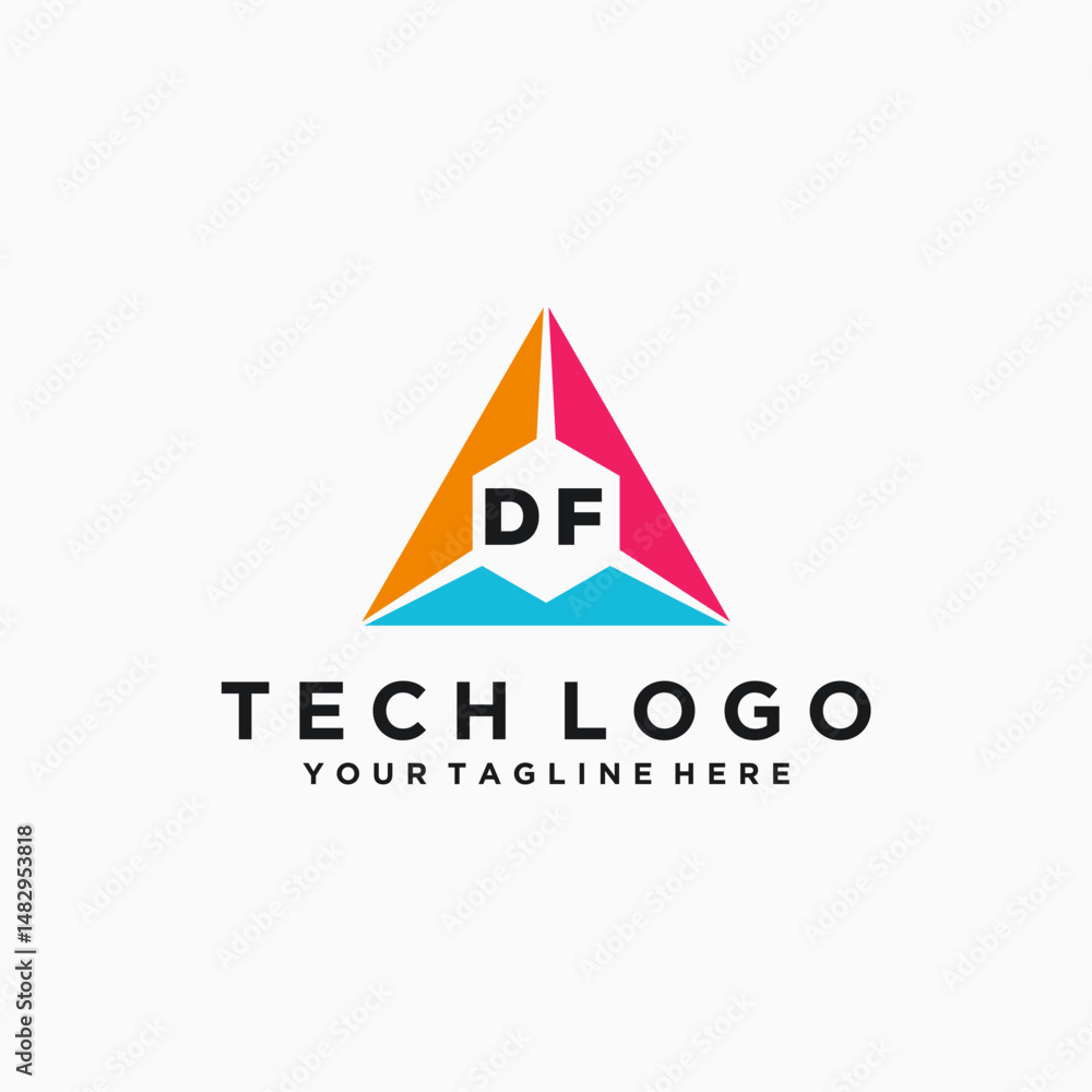 Fototapeta premium DF Initials Tech Logo Vector Art Icons and Graphics