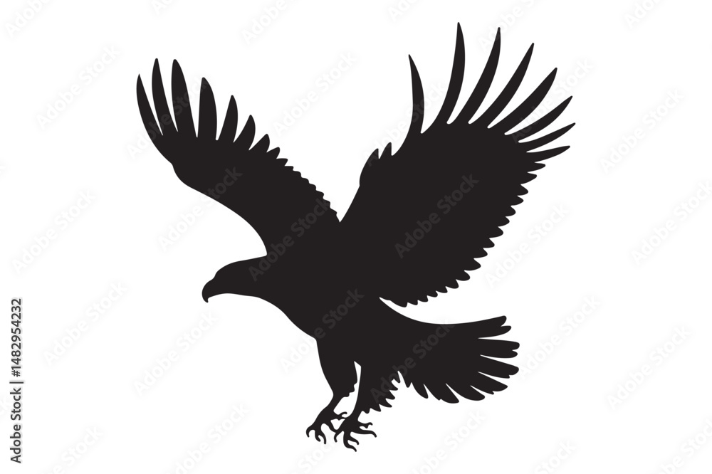 Fototapeta premium Dynamic Eagle in Flight Silhouette Illustration for Nature Art