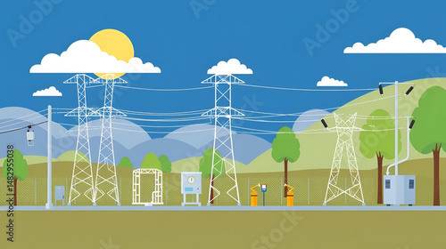 Power Substation Illustration