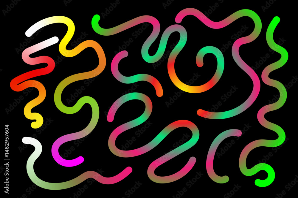 Fototapeta premium Gradient line draw vector. Abstract Color Lines with Gradient, hand draw Gradient curved line shape
