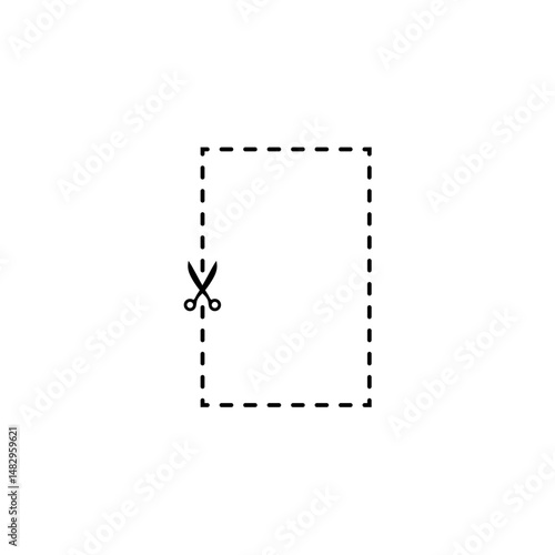 Scissors cutting square line. Vector illustration 
