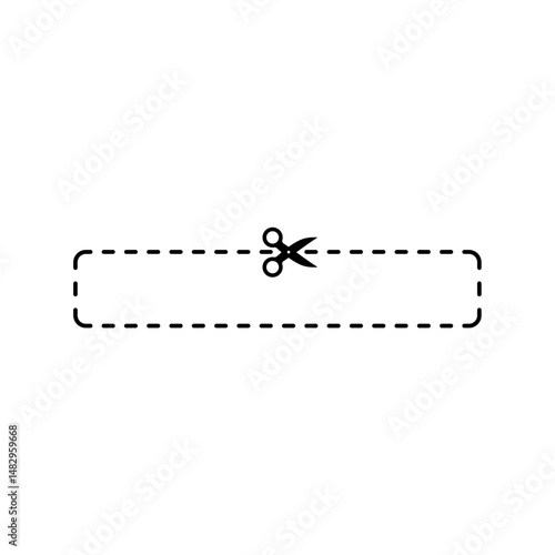Scissors cutting square line. Vector illustration 