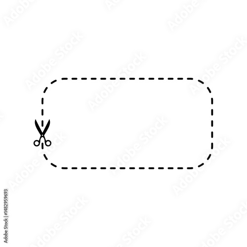 Scissors cutting square line. Vector illustration 