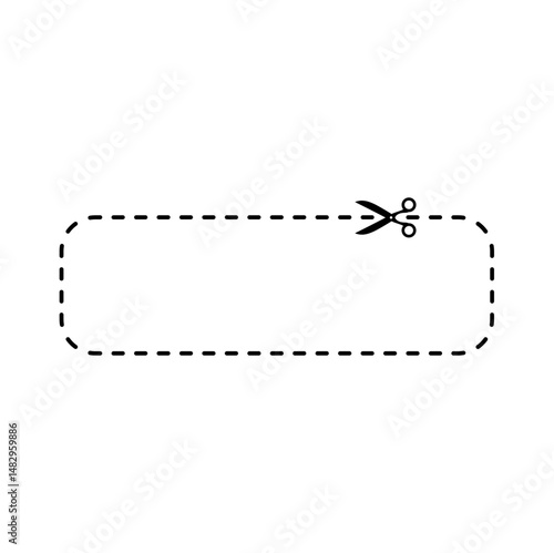 Scissors cutting square line. Vector illustration 