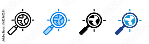 Magnifying Glass icon sheet multiple style collection