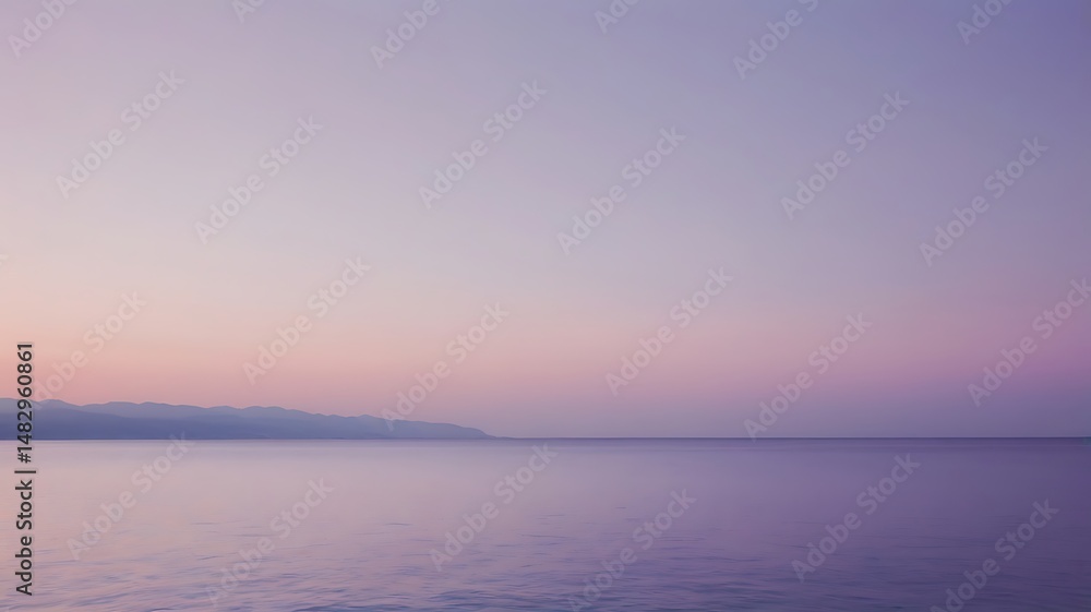 Naklejka premium Serene Seascape at Dawn Soft Pastel Hues of Sunrise Over Calm Ocean