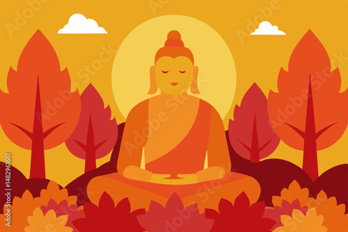 buddha statue in the autumn park
