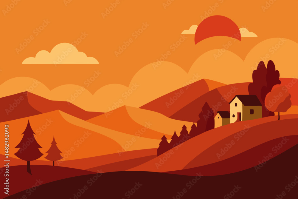 Fototapeta premium vector illustration of a landscape
