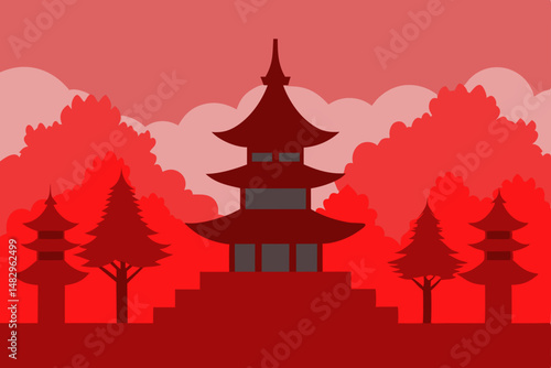 vector illustration of a temple in thailand