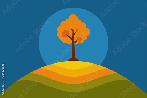 autumn landscape with trees and sky