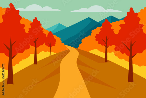 autumn landscape vector illustration