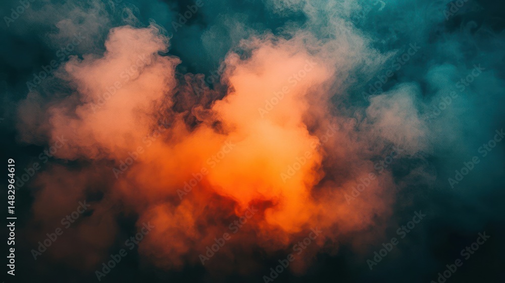 Vibrant orange smoke against a dark, moody background. Vibrant orange smoke against a dark, moody background.