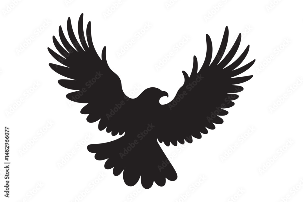 Fototapeta premium Black Silhouette of a Flying Eagle Illustration for Posters