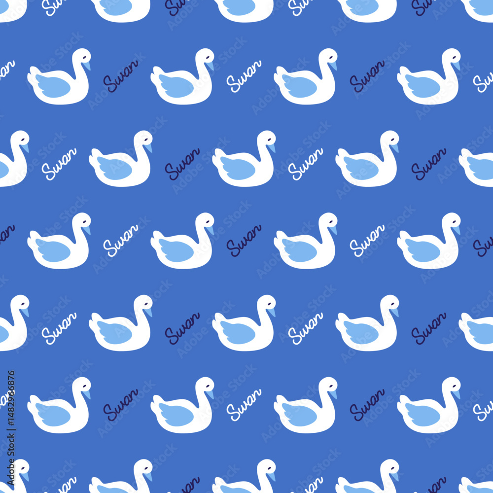 Fototapeta premium Graceful Reflections Swan Silhouettes Against Blue can be use for background and apparel design