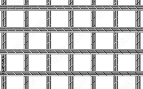 Realistic Steel Grid from Reinforced Rebars Background Building material Vector illustration 