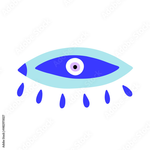 Eye evil turkish bead blue icon. Greek amulet nazar. Vector illustration