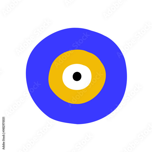 Eye evil turkish bead blue circle. Greek amulet nazar. Vector illustration