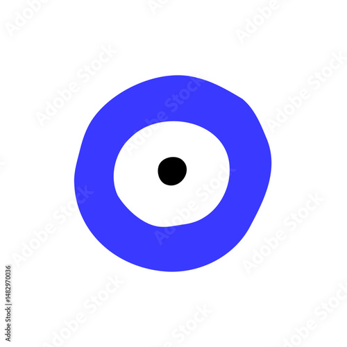 Eye evil turkish bead blue round. Greek amulet nazar. Vector illustration