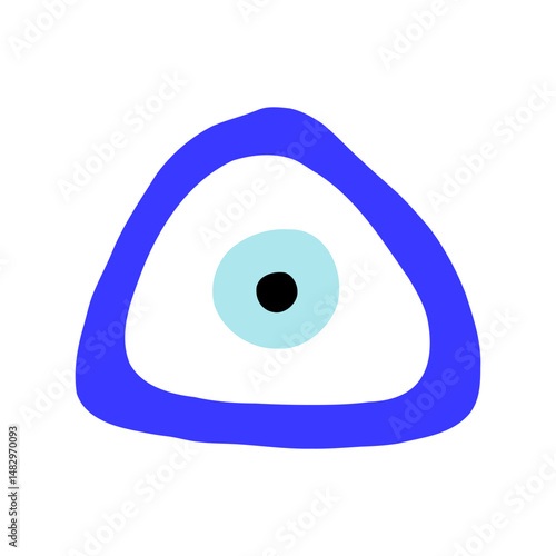 Eye evil turkish bead blue triangle symbol. Greek amulet nazar. Vector illustration
