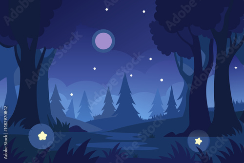 vector illustration of a night landscape
