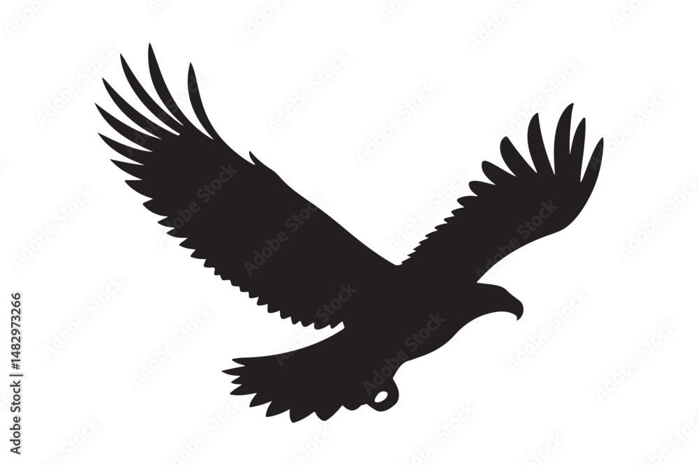 Fototapeta premium Patriotic Eagle in Flight Illustration in Silhouette Form