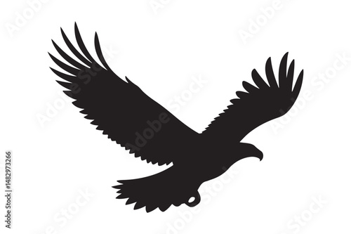 Patriotic Eagle in Flight Illustration in Silhouette Form