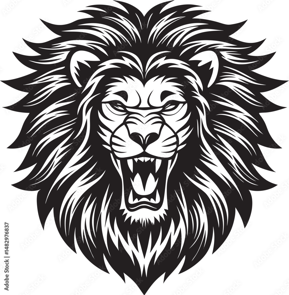 Obraz premium Lion Head Silhouette Vector, Wild Animal Head Design.