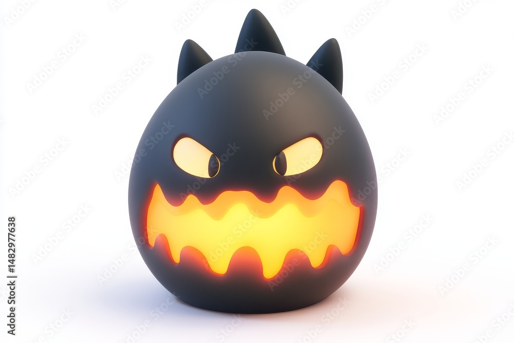 Fototapeta premium 3D Cartoon Dragon Egg Incubator with Obsidian Shell and Lava Cracks, Ultra HD, Isometric View, High-Quality Rendered with Blender and C4D