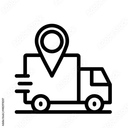 Cargo Tracking Vector Line Icon Design