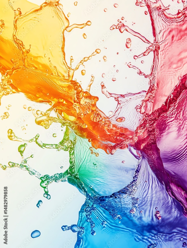 Vibrant water splash action studio setting photography colorful environment closeup view dynamic motion high resolution for isolate image
