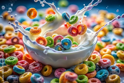 Colorful Cereal Swirl Long Exposure Photography - Vibrant Breakfast Food