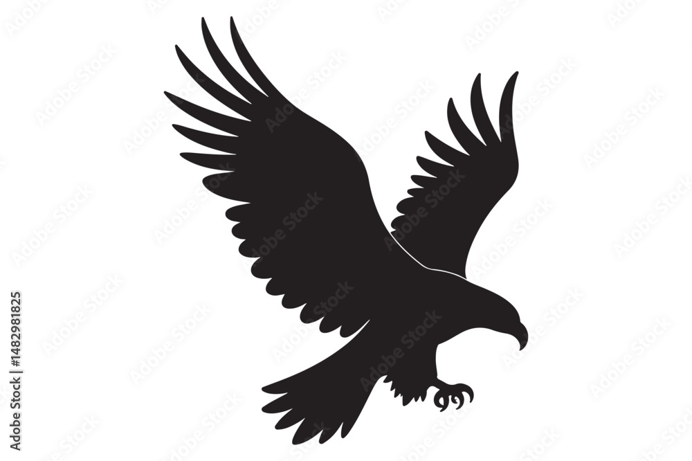 Obraz premium Majestic Flying Eagle Silhouette Illustration Isolated On White Background