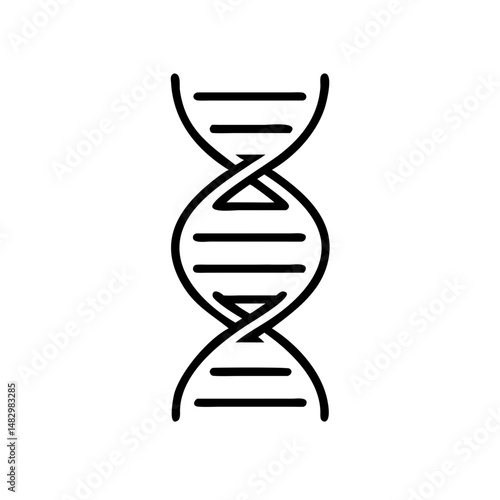 DNA helix icon in simple line art for biological representation  
