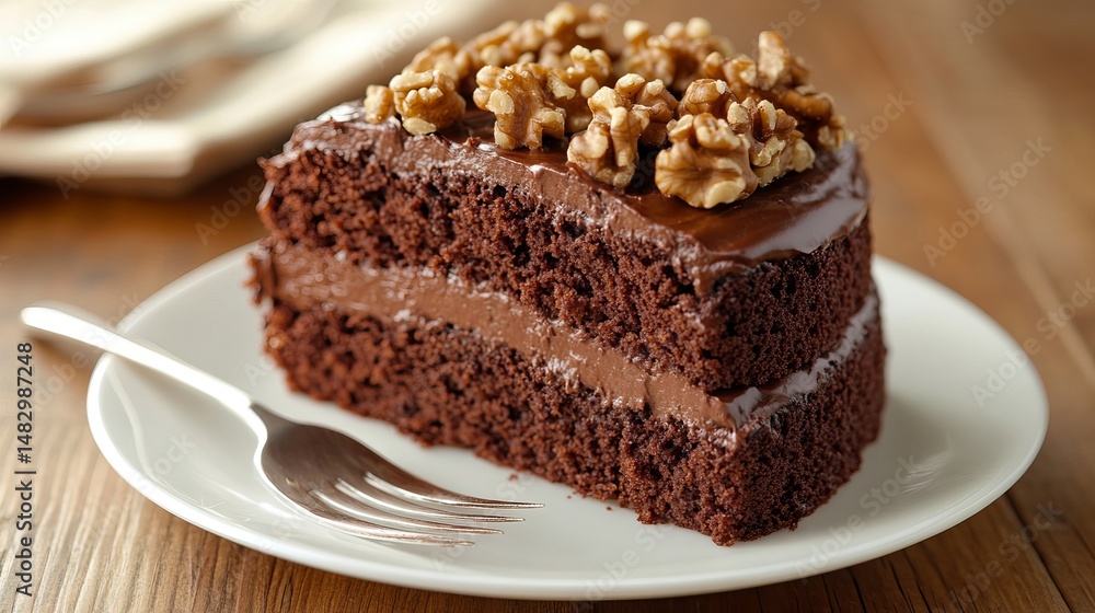 Delicious Chocolate Fudge Cake with Walnuts Rich Creamy Frosting Sweet Dessert Treat Homemade Bakery Style Indulgent Chocolatey Delicious Chocolate Fudge Cake with Walnuts Rich Creamy Frosting Sweet Dessert Treat Homemade Bakery Style Indulgent Chocolatey