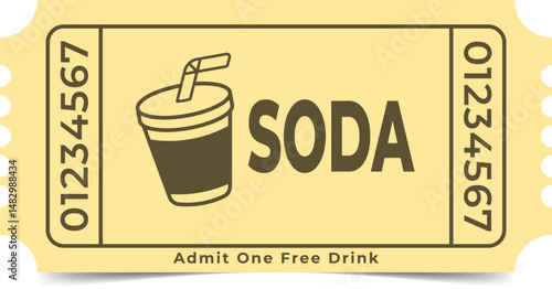 Drink Ticket Template. Admit One. Vector Design.