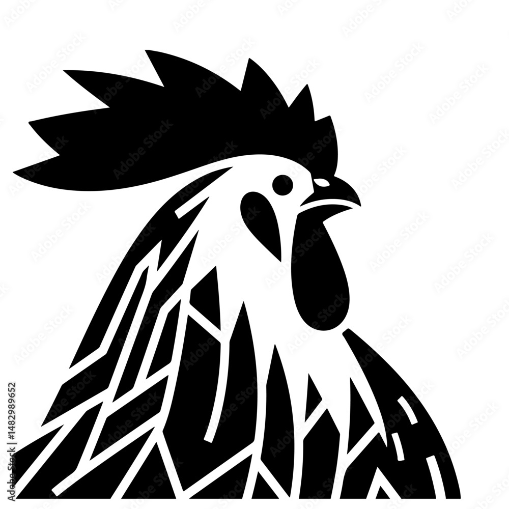 Obraz premium Stylized Rooster Head Illustration
