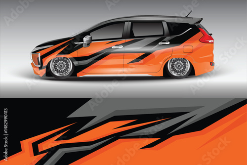 Stylish orange and black modified car with sleek design