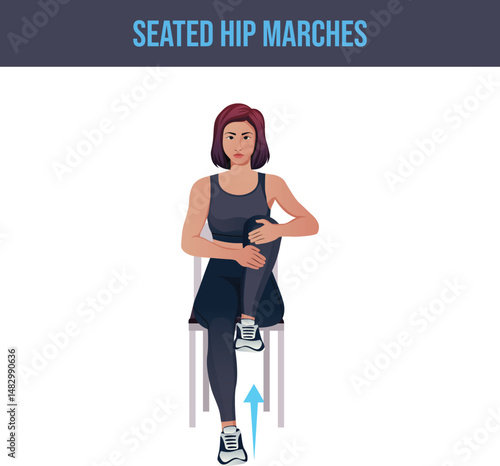 chair exercise,Seated Hip Marches