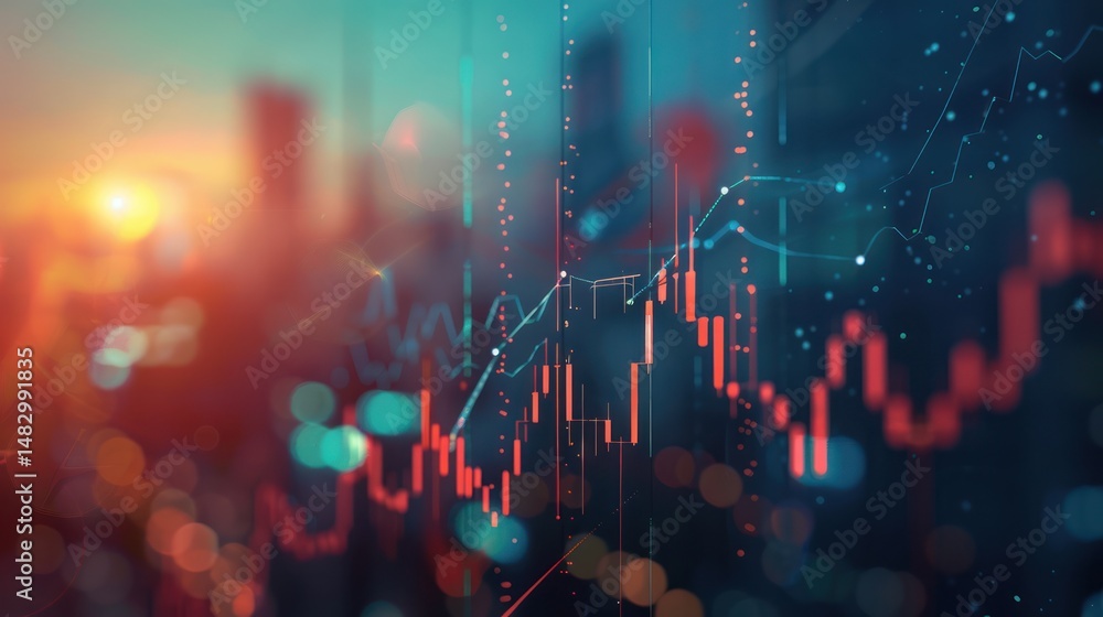 Fototapeta premium Abstract digital artwork portraying fluctuating financial data. Charts and graphs