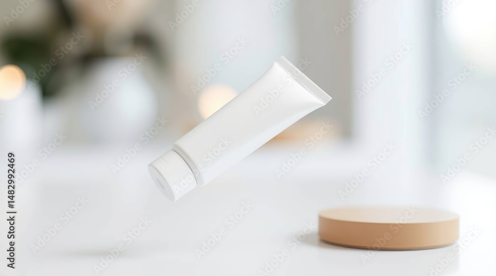 Naklejka premium Floating White Tube Cosmetic.