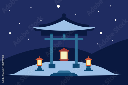 japanese lantern in the snow