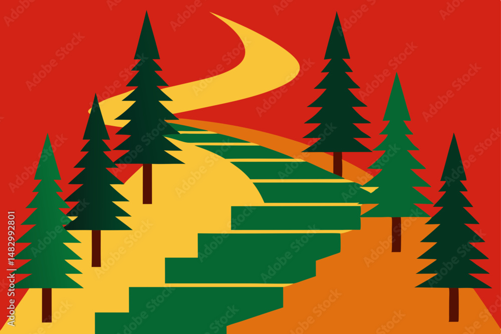 Obraz premium vector illustration of christmas trees