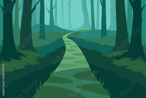 green forest in the morning