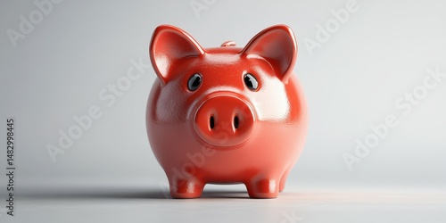 Bright red piggy bank sits on a smooth surface creating a cheerful atmosphere for savings