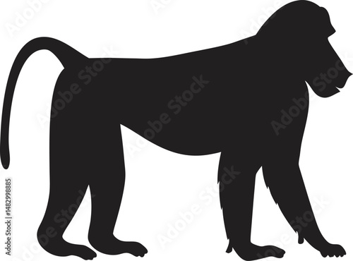 Baboon Silhouette PNG Transparent Background
