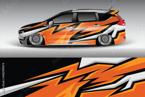 Stylish modified car with vibrant graphics on display (1)