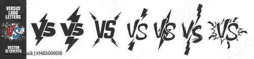 Set of versus logo letters. VS or versus symbol design template for sports, fight, competition, battle, match, game. Vector icon set for confrontation and opposition isolated on transparent background