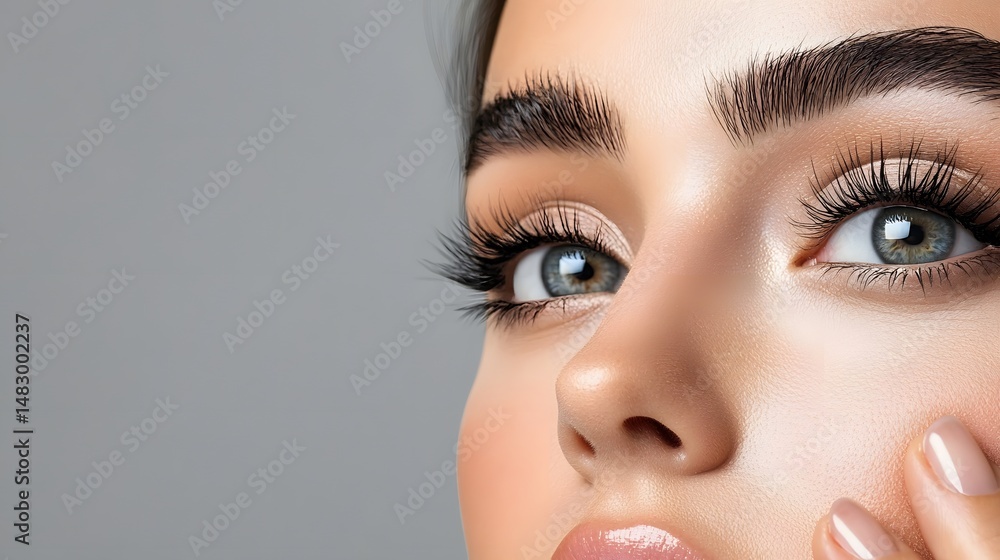 Close up Photograph of a Cosmetic Expert Demonstrating the Benefits of Tear Trough Fillers by Gently Massaging the Under Eye Area Leaving Room for Copy Space Close up Photograph of a Cosmetic Expert Demonstrating the Benefits of Tear Trough Fillers by Gently Massaging the Under Eye Area Leaving Room for Copy Space
